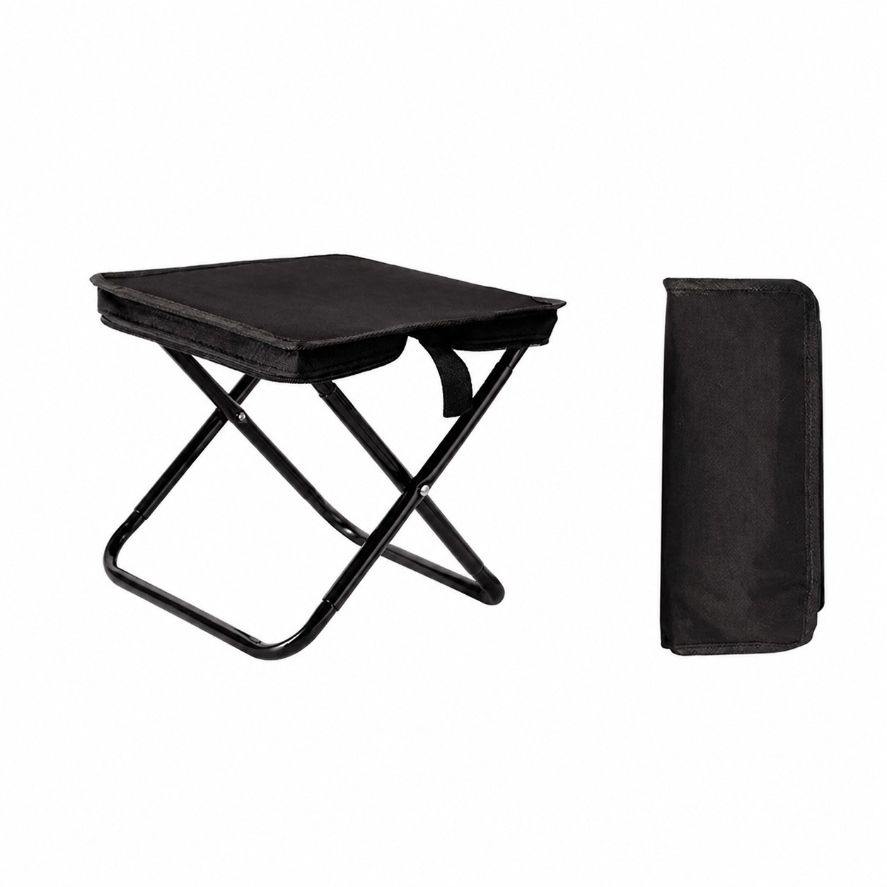 Zippered Carry Bag Folding Stool — Black