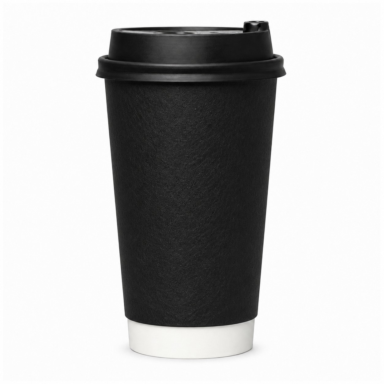 Lidded 8 Oz Double Wall Paper Coffee Cup — Black