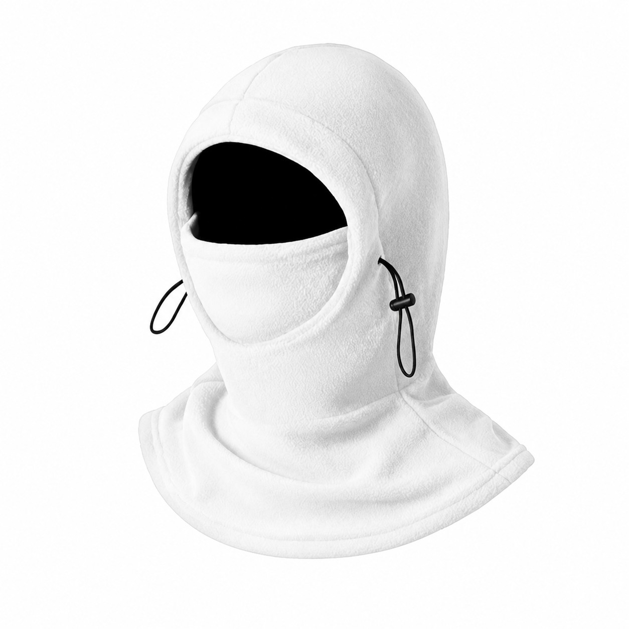 Polar Fleece Ski Balaclava Hood — White