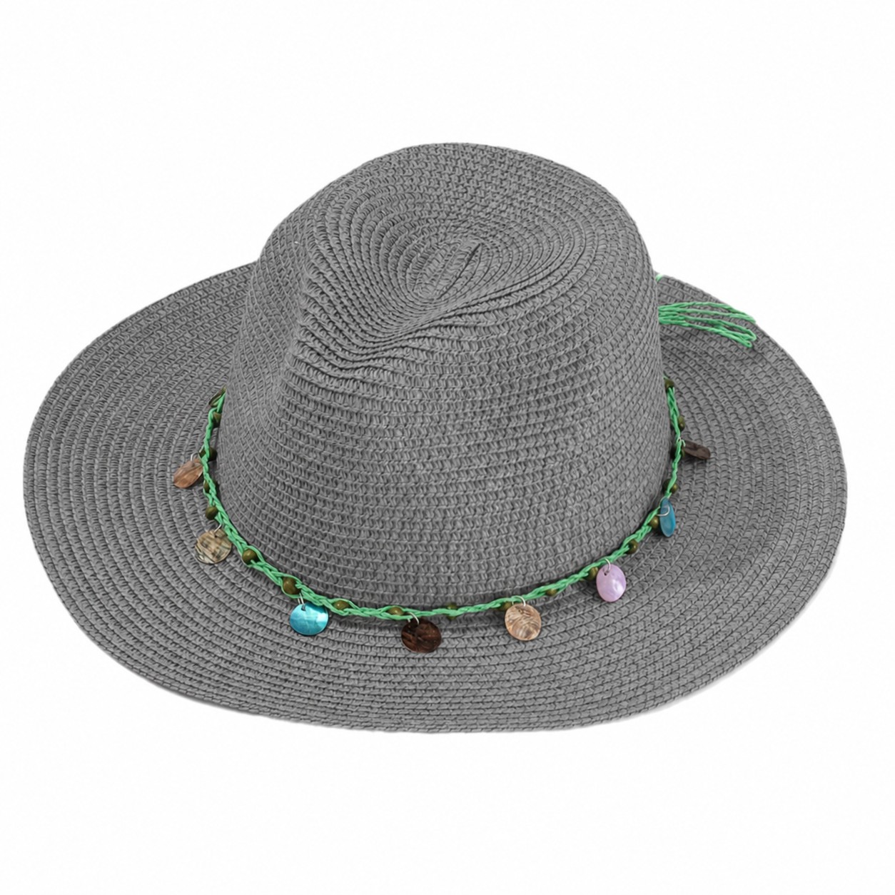 Stone Band Straw Sun Hat — Gray