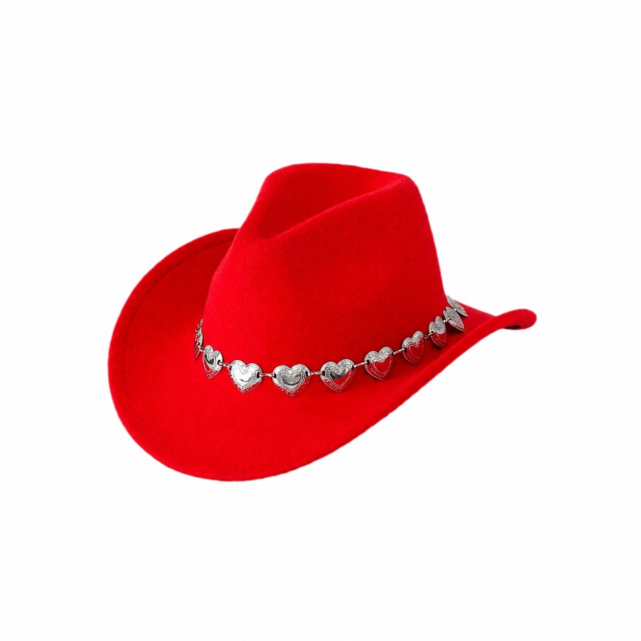 Polyester Felt Heart Cowboy Hat — Red