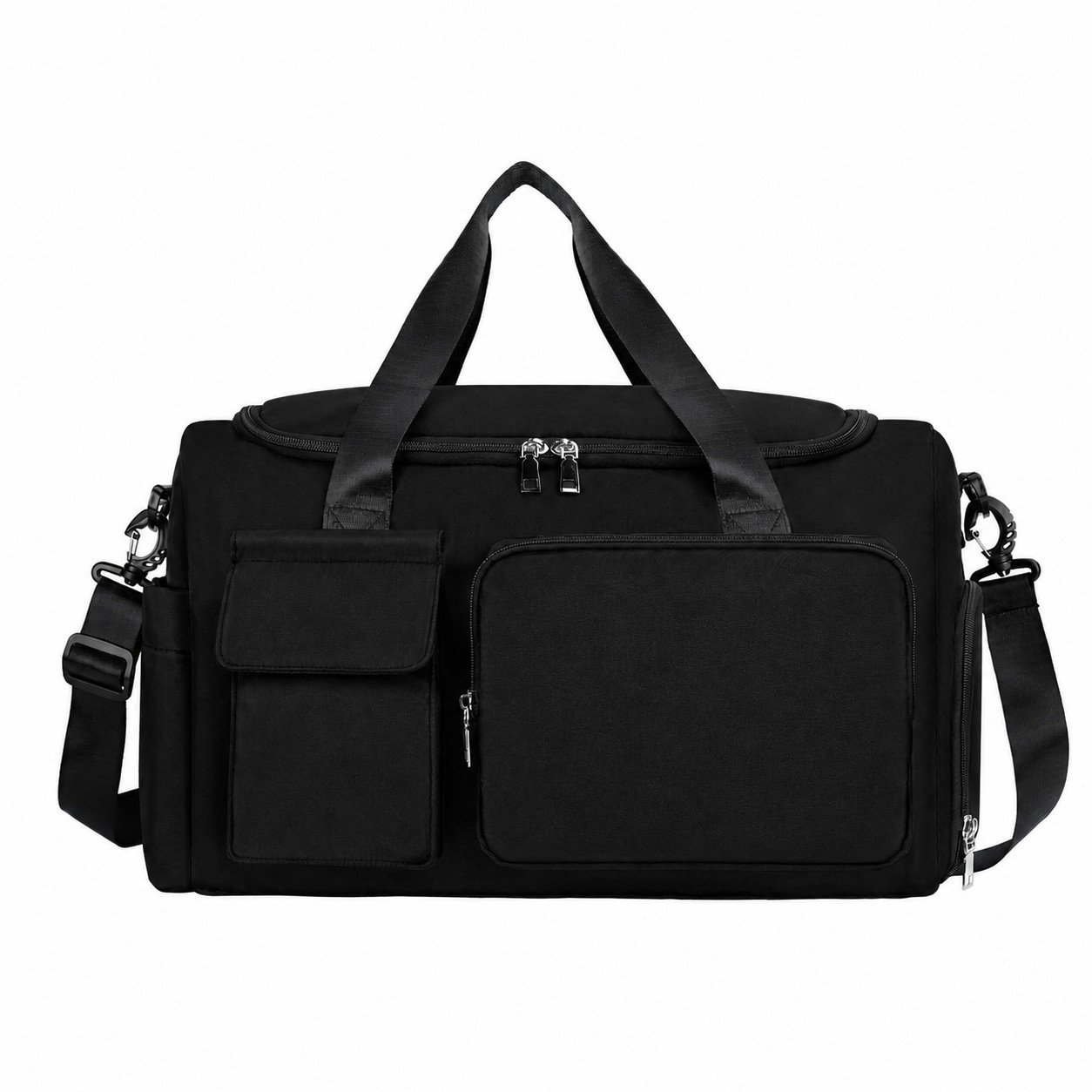 Duffel Bag With Shoe Compartment — Black