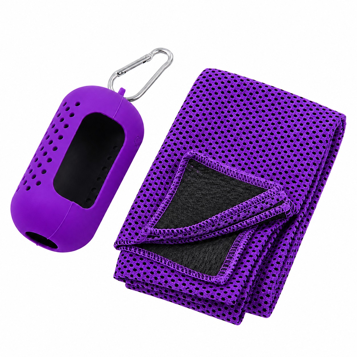 Cooling Towel Set With Silicone Case — Purple
