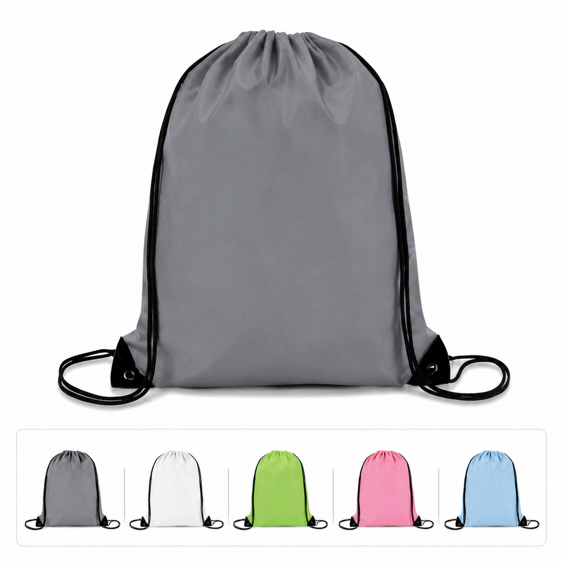 210D Polyester Gray Drawstring Bag