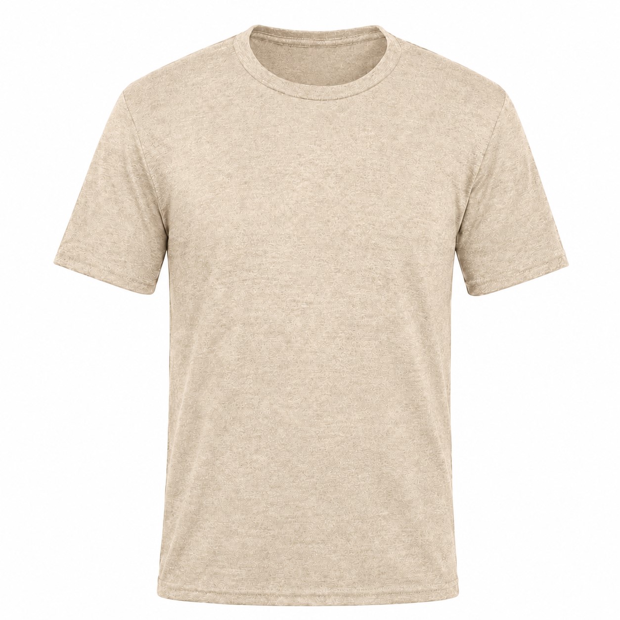 Men's Cotton-Polyester Blend Crewneck T-Shirt — Beige