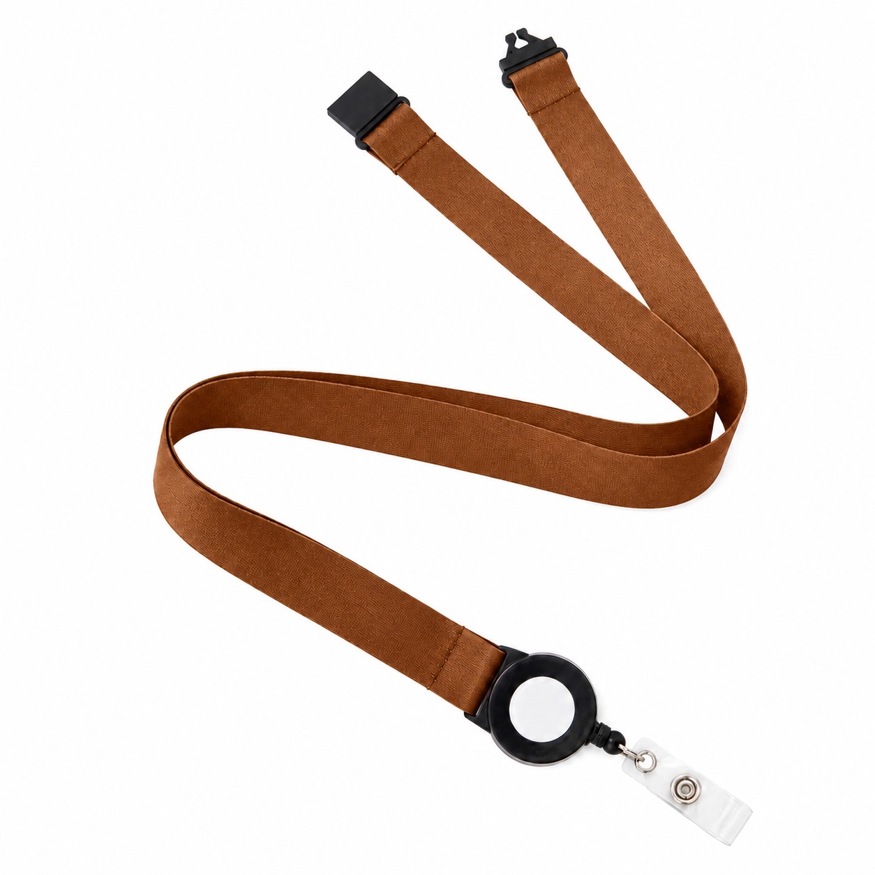 Polyester Lanyard With Retractable Badge Reel — Copper Brown