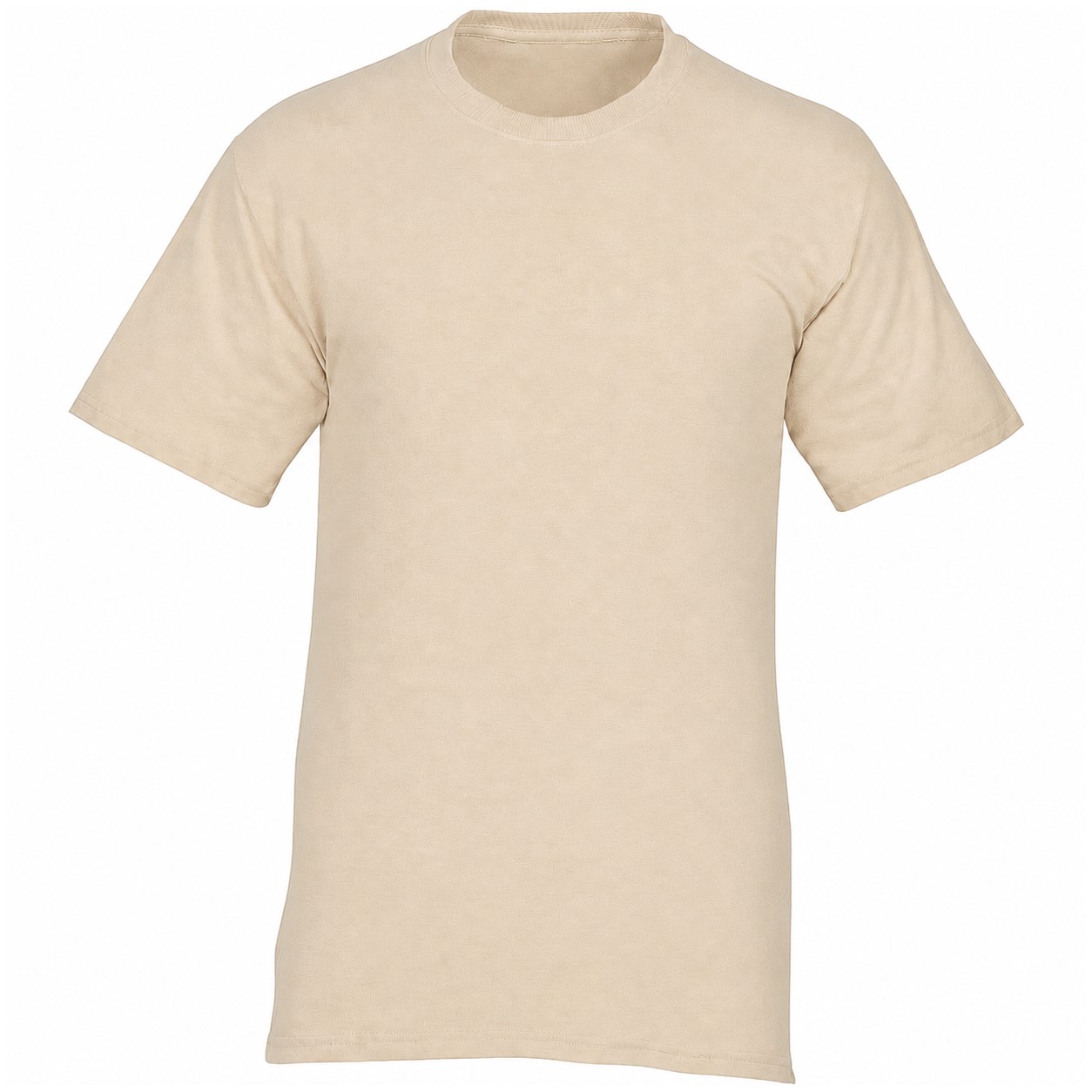 Cotton Short Sleeve Crewneck Shirt — Beige