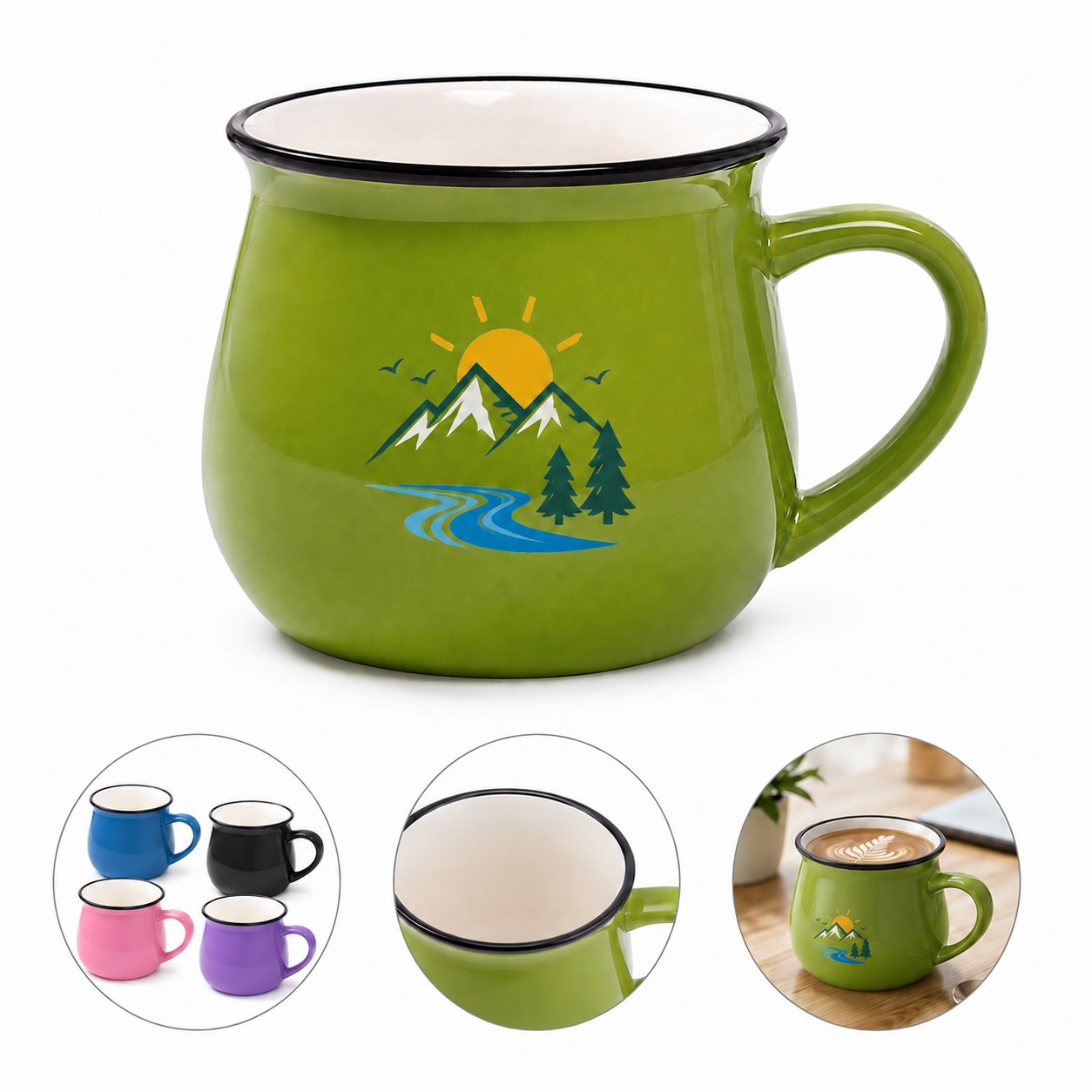 Flared Rim Ceramic Beverage Mug