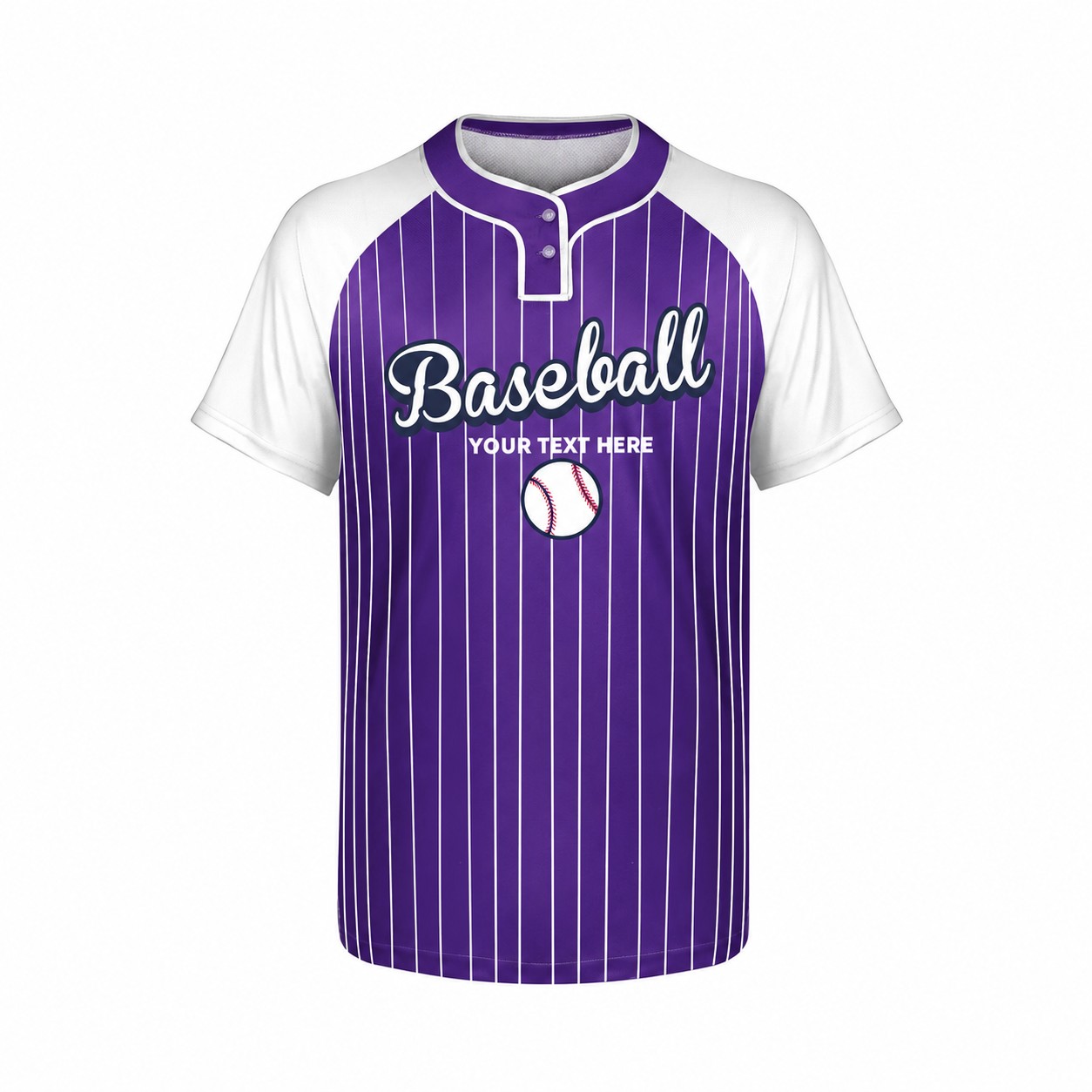 Two-Button Polyester Baseball Jersey — Purple