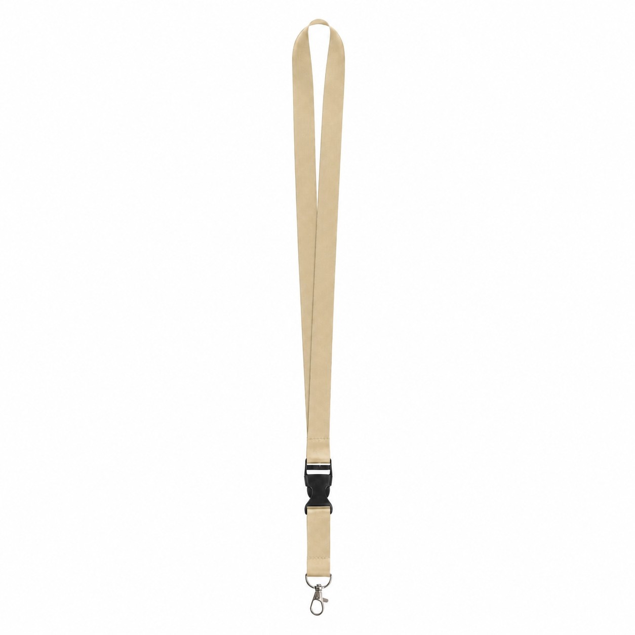 Polyester Badge Lanyard With Attachment Options — Tan Beige