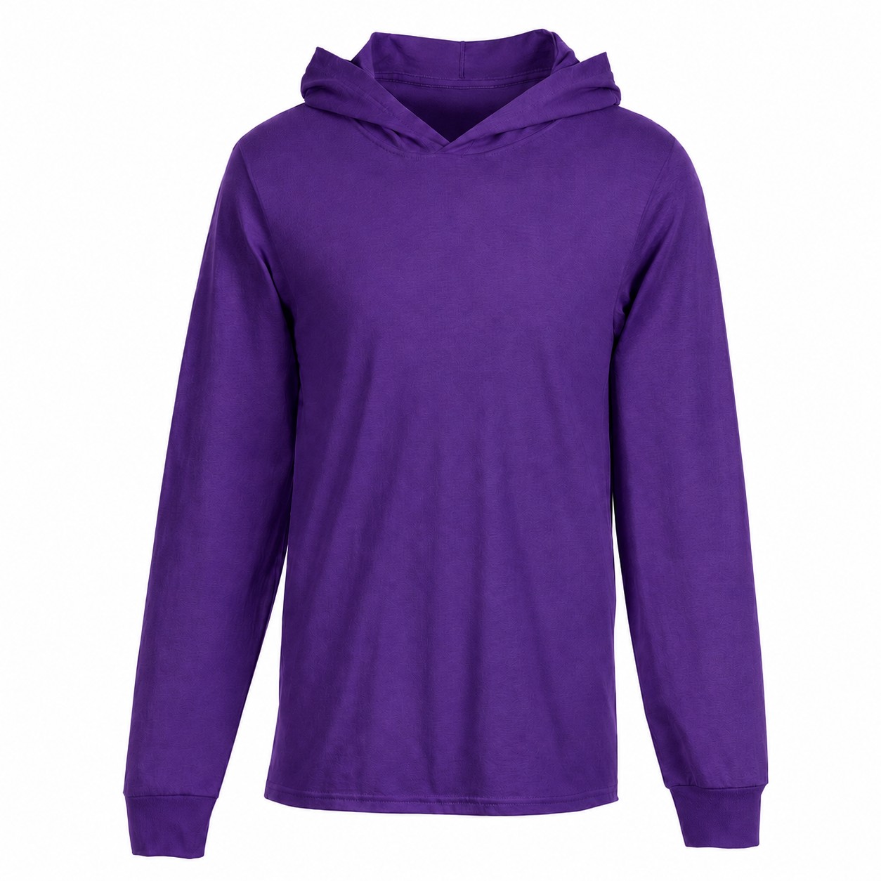 Cotton Jersey Hooded Long Sleeve Shirt — Purple