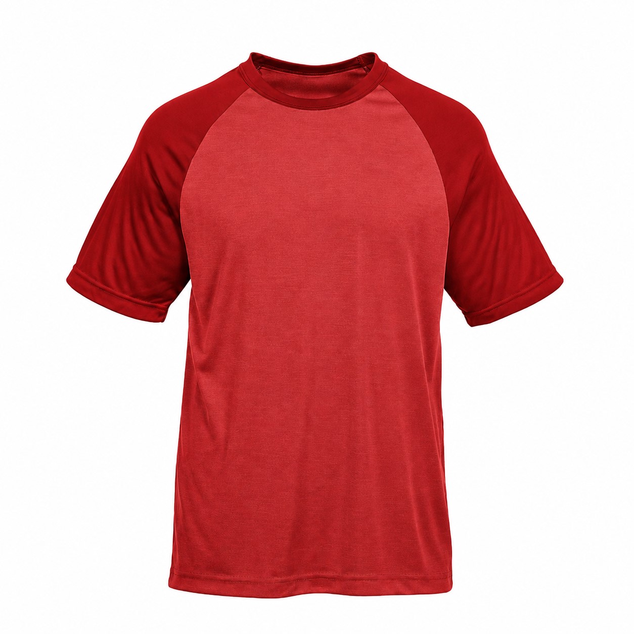 Colorblock Polyester Raglan Shirt — Red