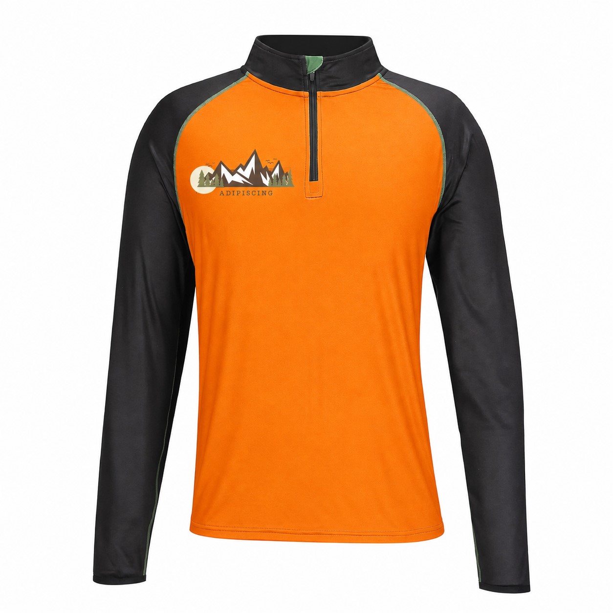 Quarter-Zip Neckline Raglan Sleeves Sweatshirt — Orange
