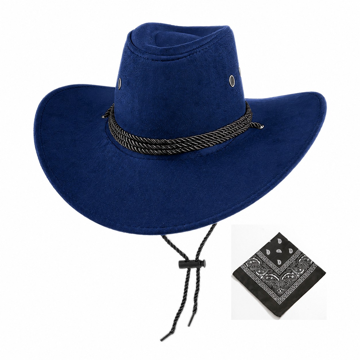 Spandex Cowboy Hat With Bandana — Navy Blue