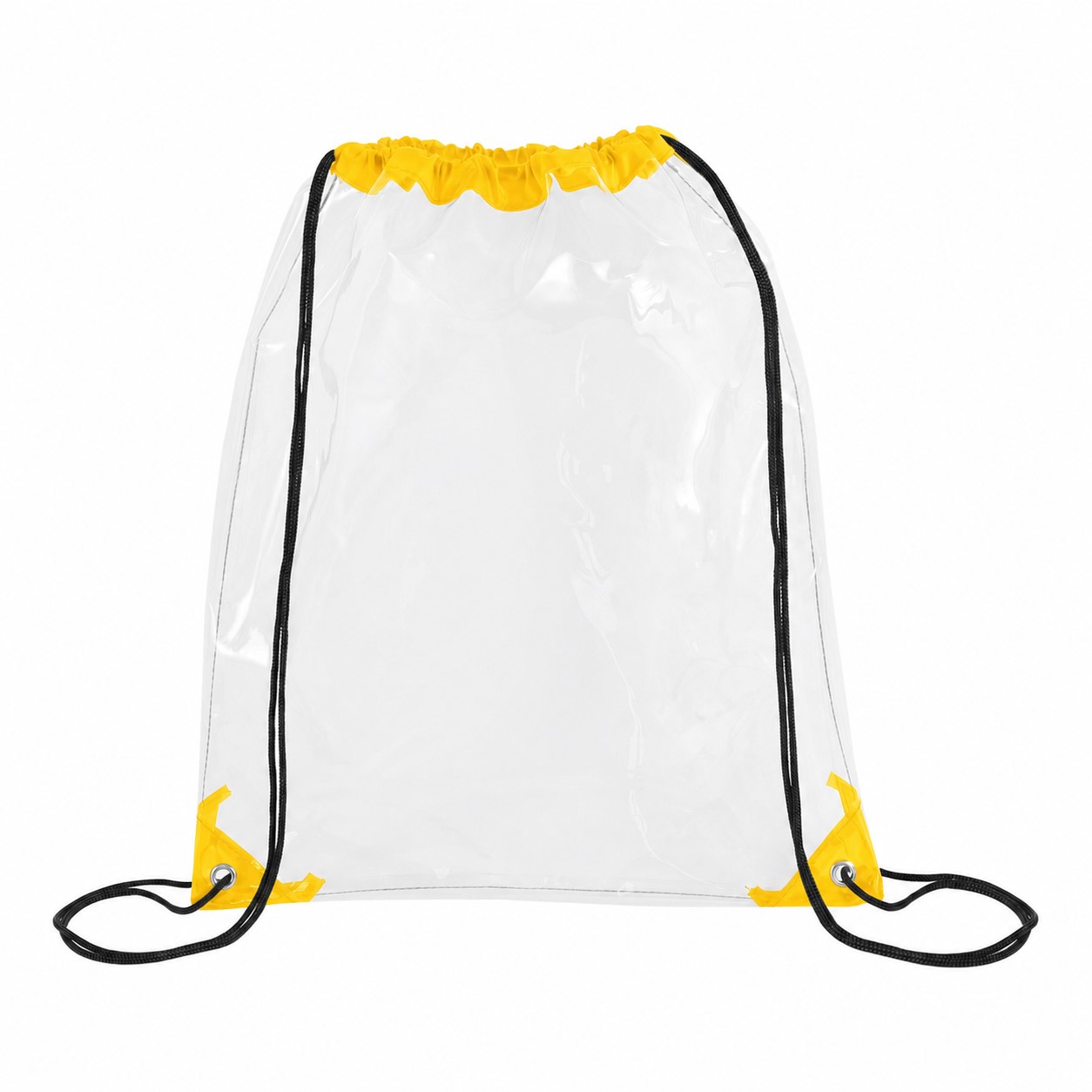 Metal Grommets Clear Drawstring Bag — Yellow
