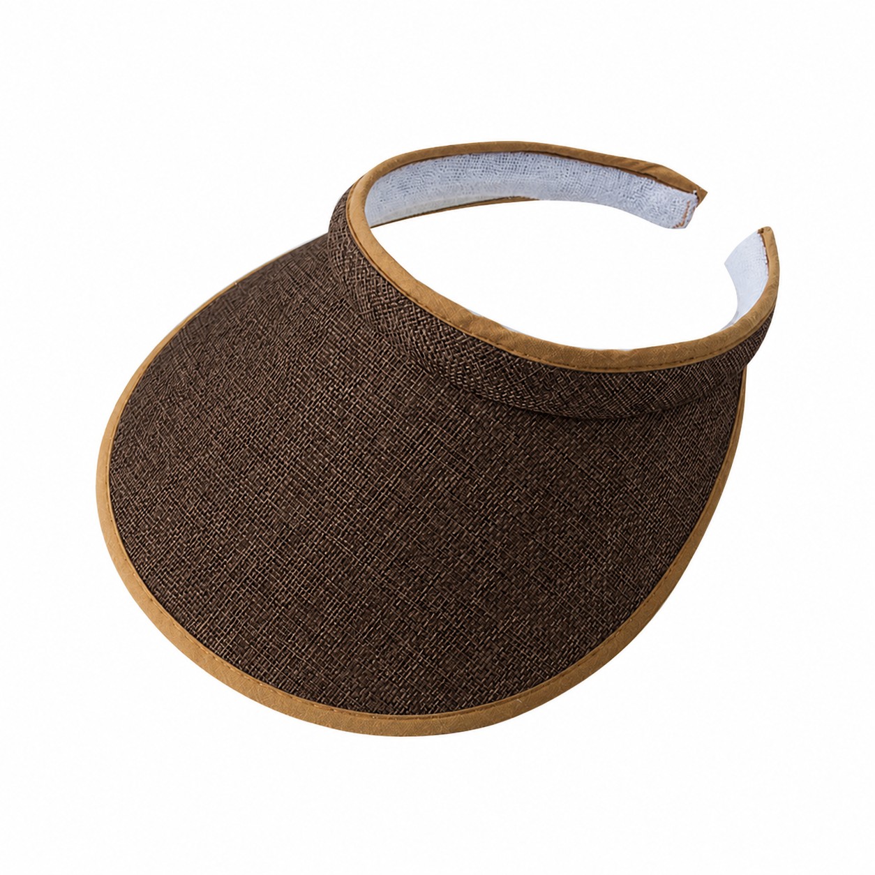 Polyester Straw Look Sun Visor — Coffee Brown