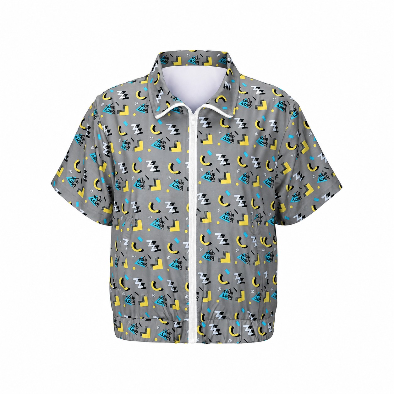 Retro Short Sleeve Zip Jacket — Gray