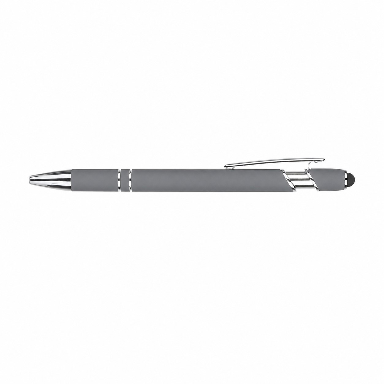 Soft Barrel Metal Stylus Ballpoint Pen — Gray