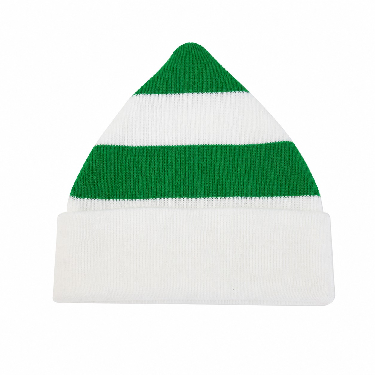 Striped Polyester Knit Beanie — Green