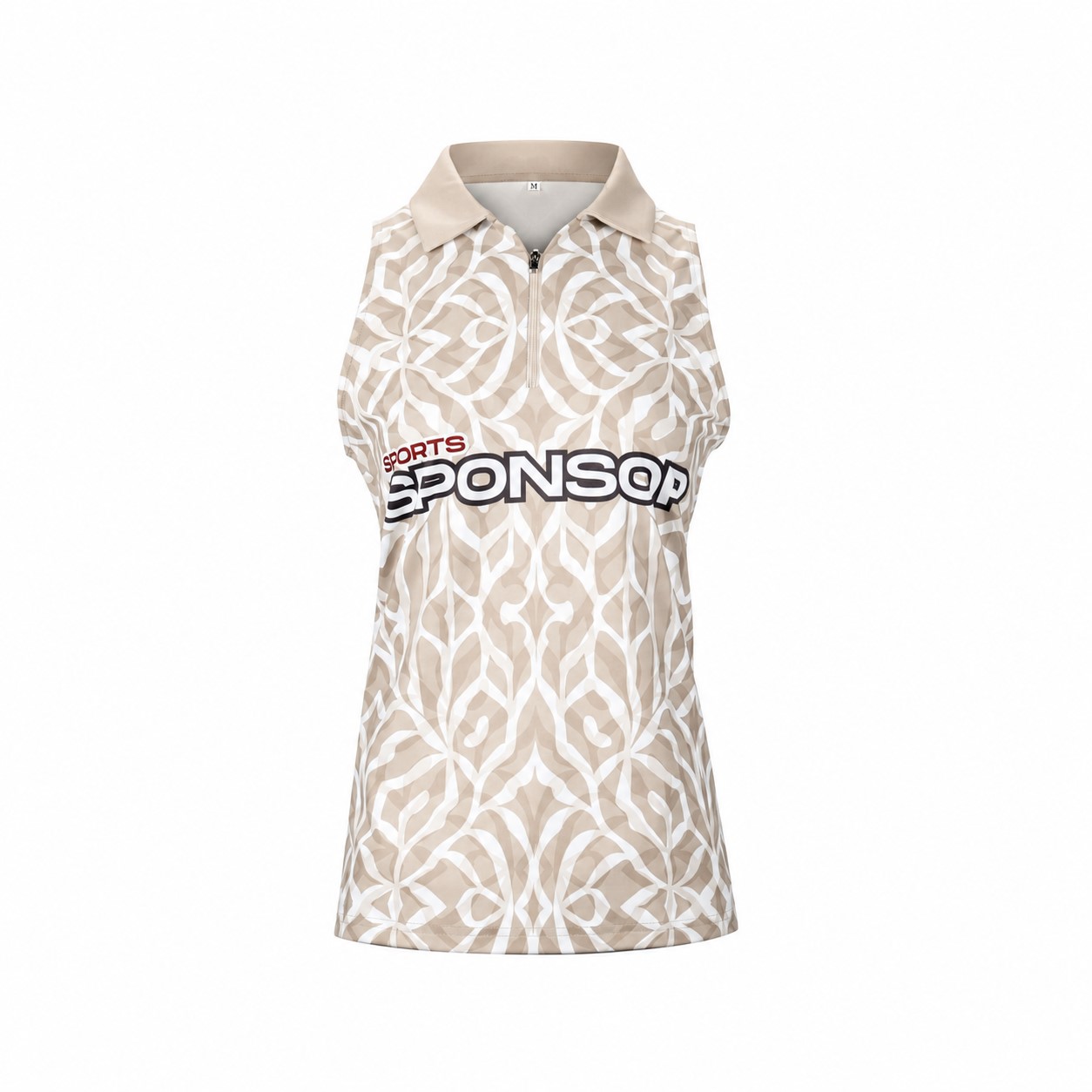 Women's Sleeveless Athletic Polo Shirt — Natural Beige
