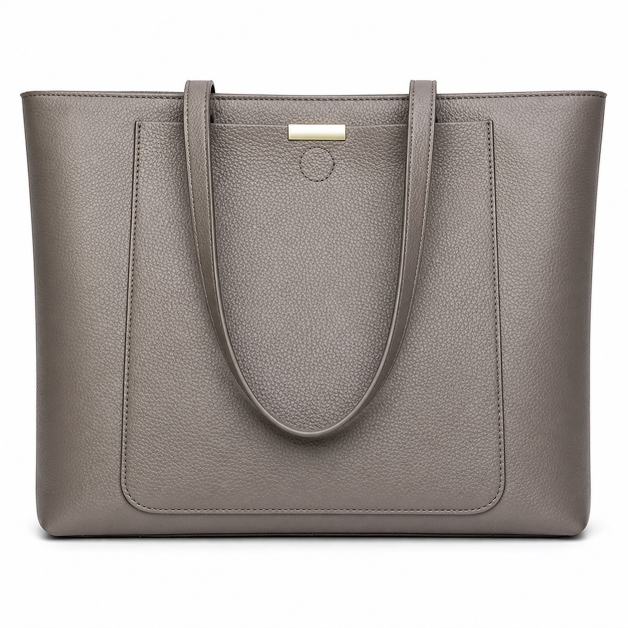 Leather Shoulder Tote With Front Pocket — view 2