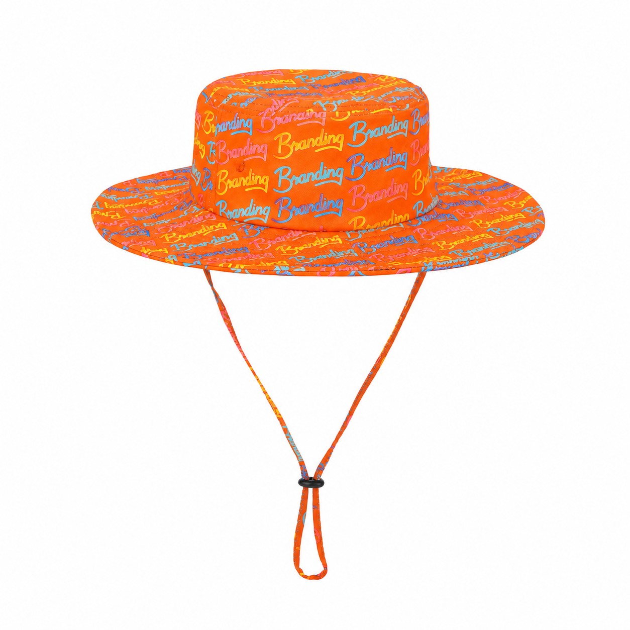 Wide-Brim Polyester Bucket Hat — Orange