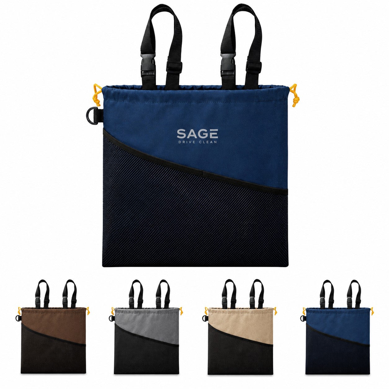 Foldable Oxford Vehicle Trash Can With Strap