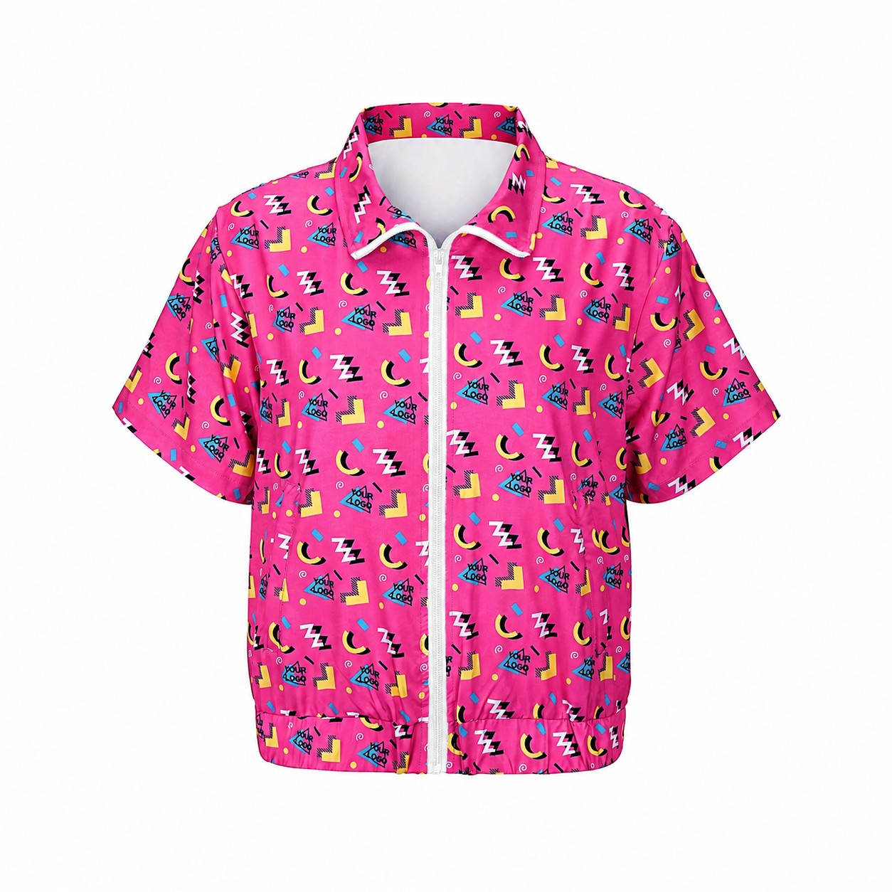 Retro Short Sleeve Zip Jacket — Pink