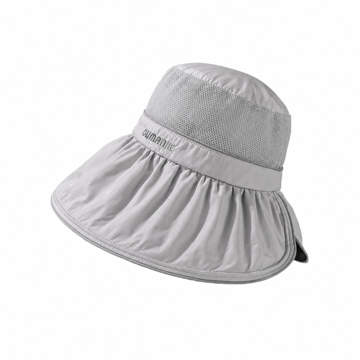 Mesh Band Polyester Fisherman Hat — Light Gray