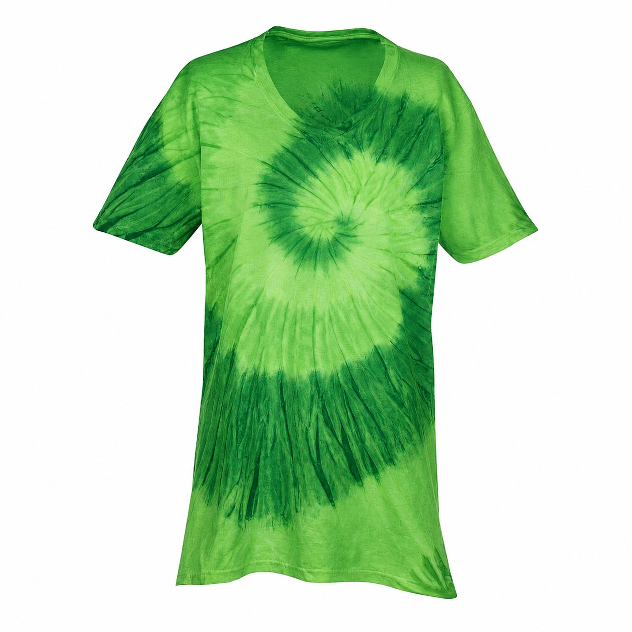 Swirl Tie Dye Cotton V Neck Shirt — Green