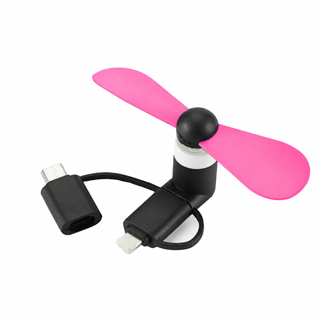 Three Adapter Phone Powered Mini Fan — Pink