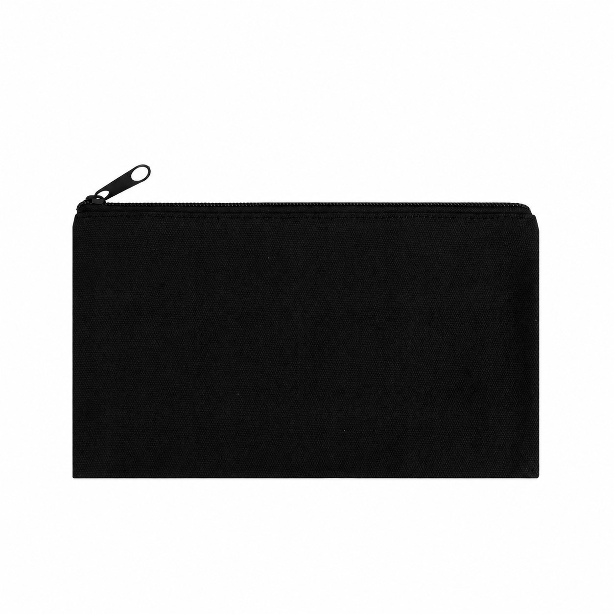Zippered Storage Canvas Makeup Bag — Black