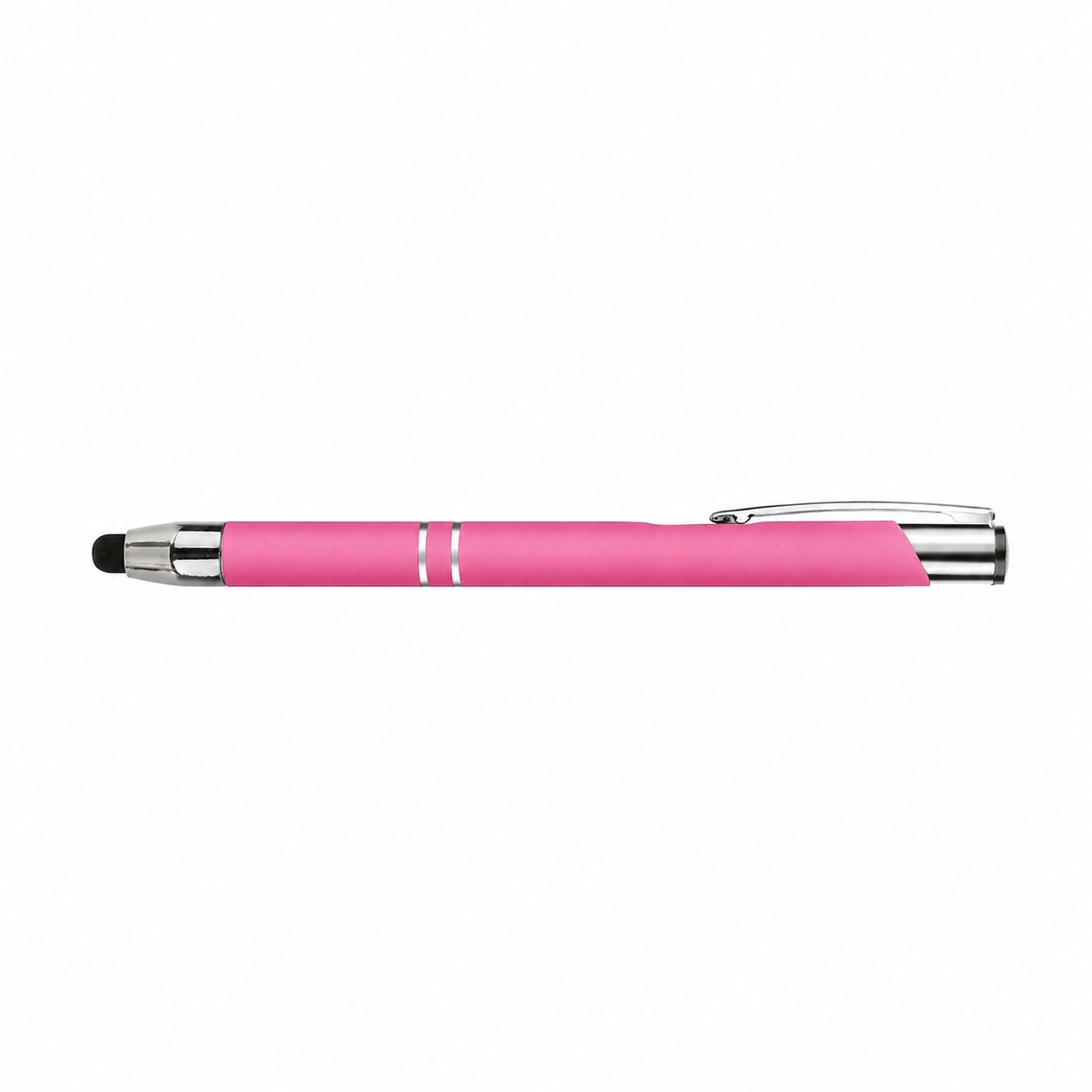Rubberized Aluminum Stylus Ballpoint Pen — Pink