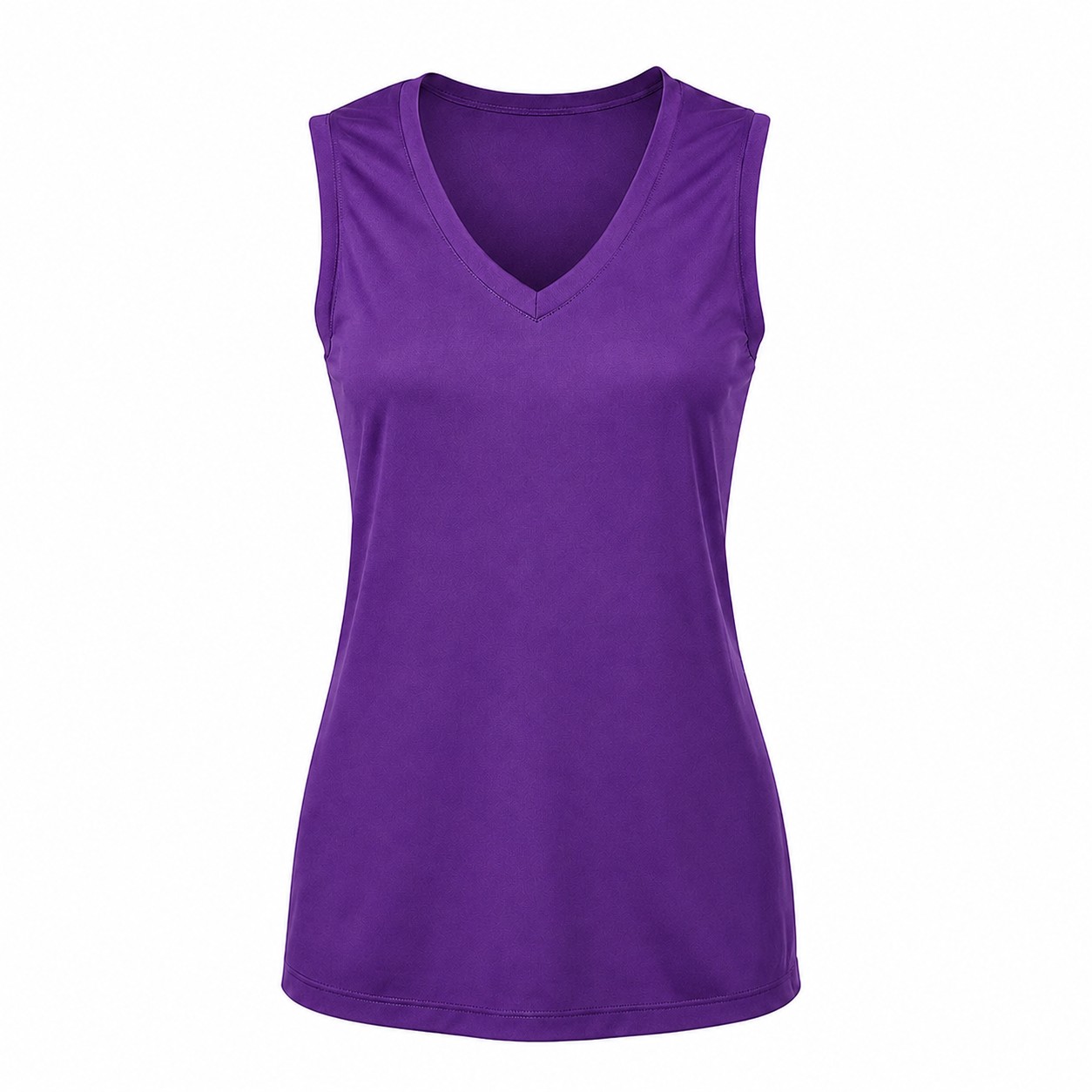 Ladies Polyester V Neck Tank Top — Purple