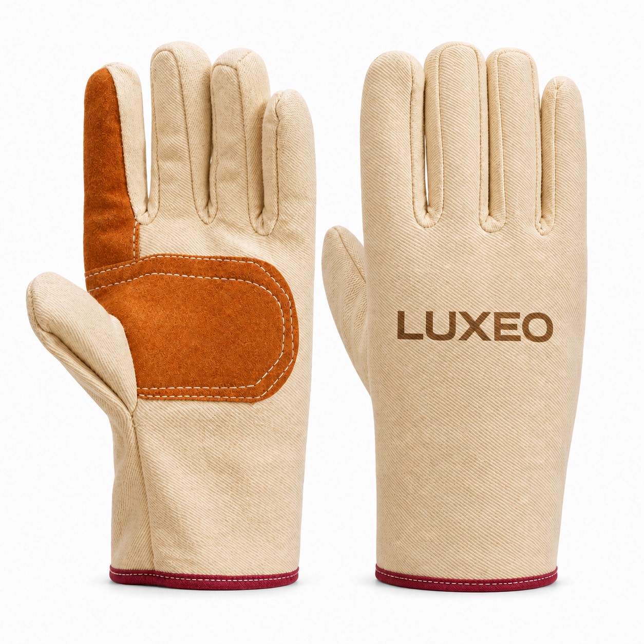 Reinforced Canvas Work Gloves With Suede Patches