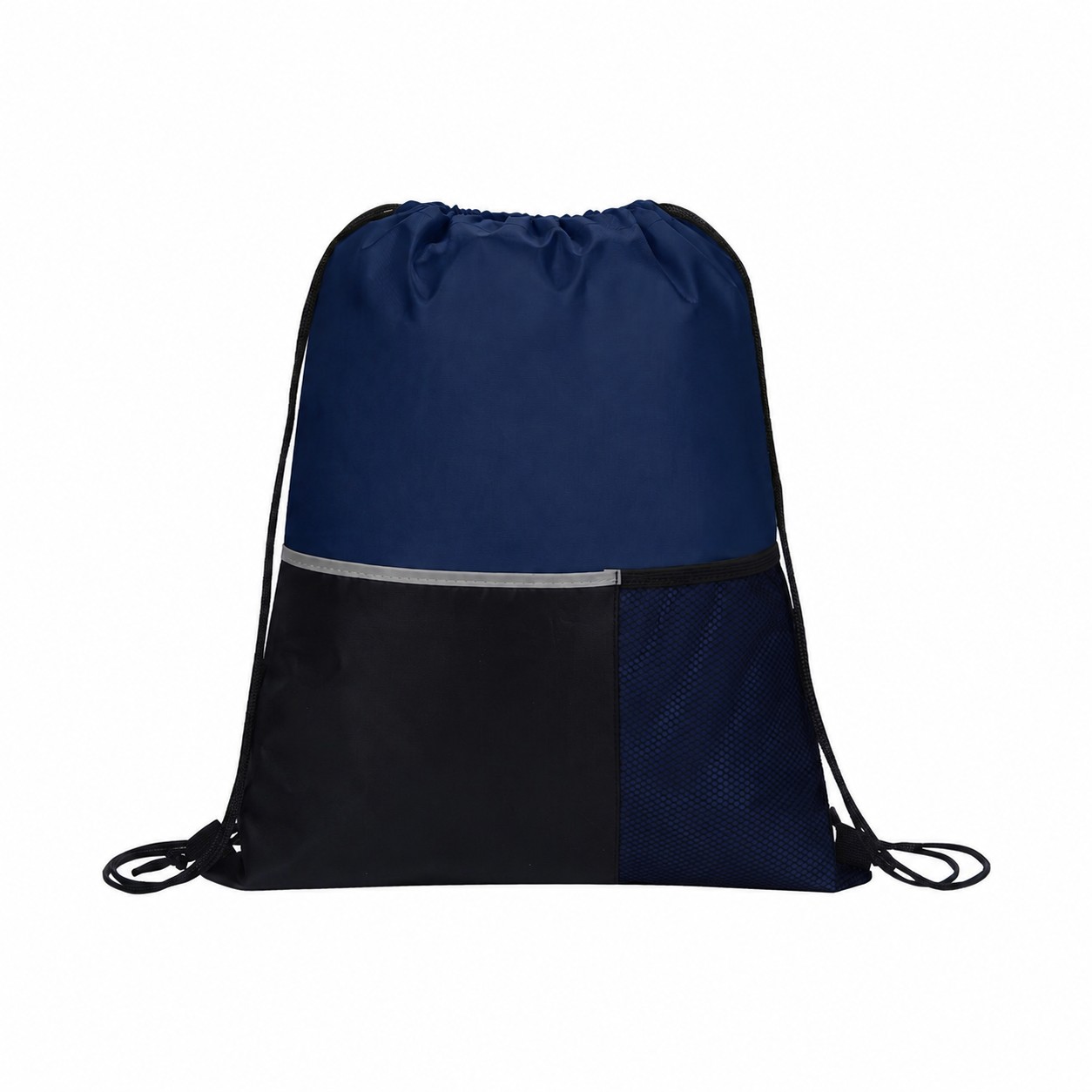 Mesh Pocket Drawstring Bag — Navy Blue