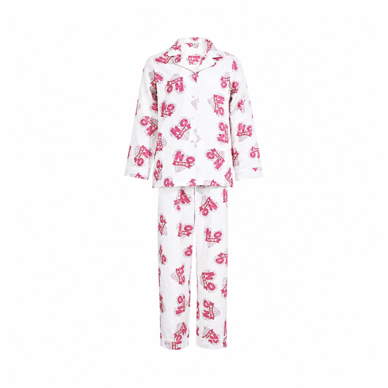 Unisex Cotton Long-Sleeve Pajama Set — Clear White