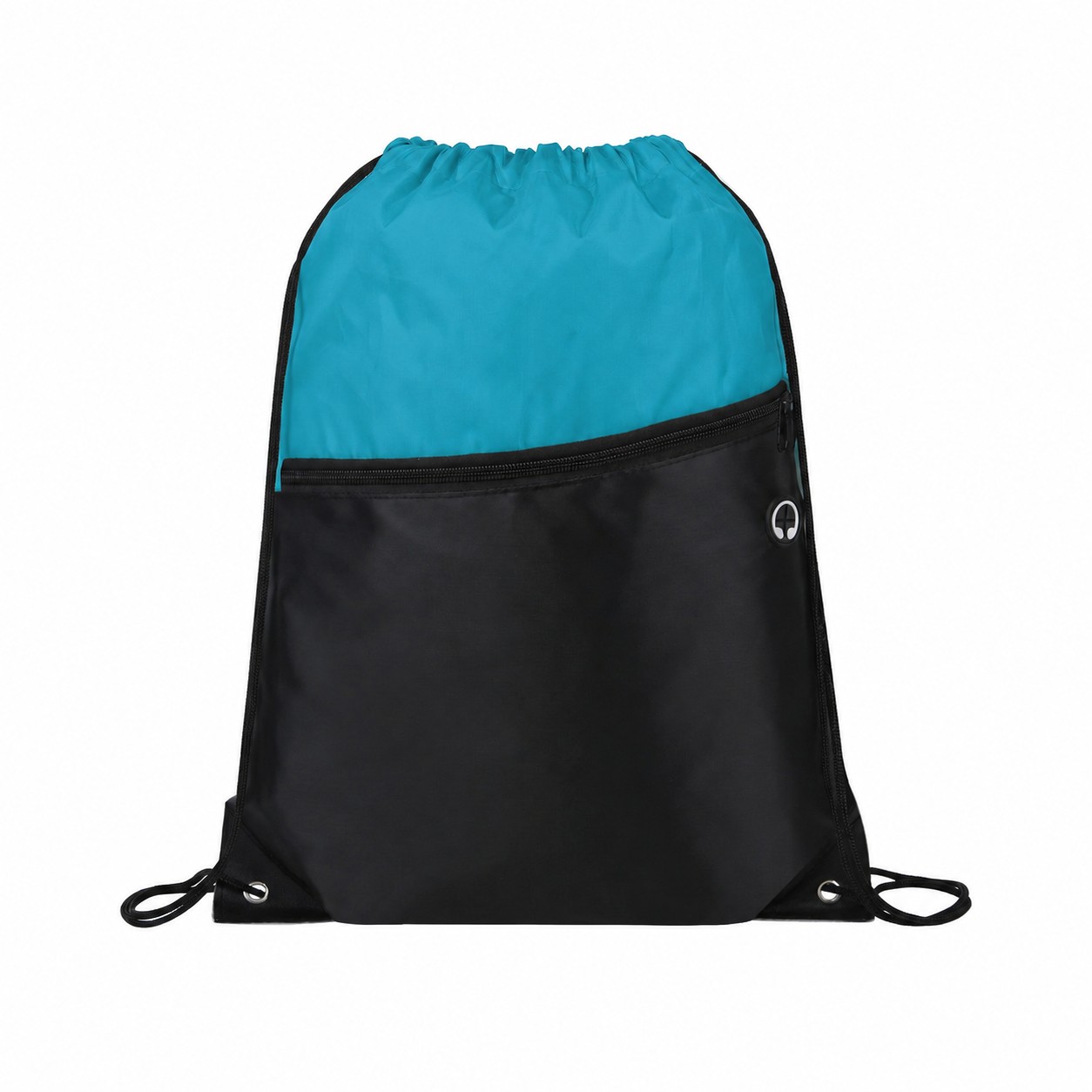 210D Polyester Metal Grommets Drawstring Bag — Teal Blue