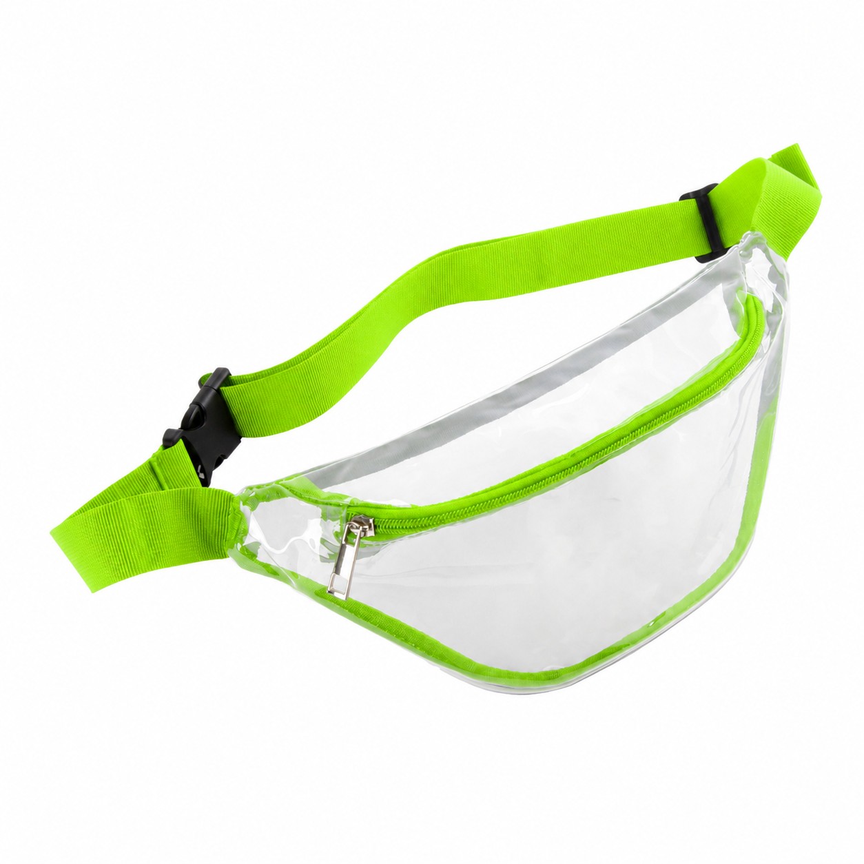 PVC Zippered Storage Fanny Pack — Lime Green
