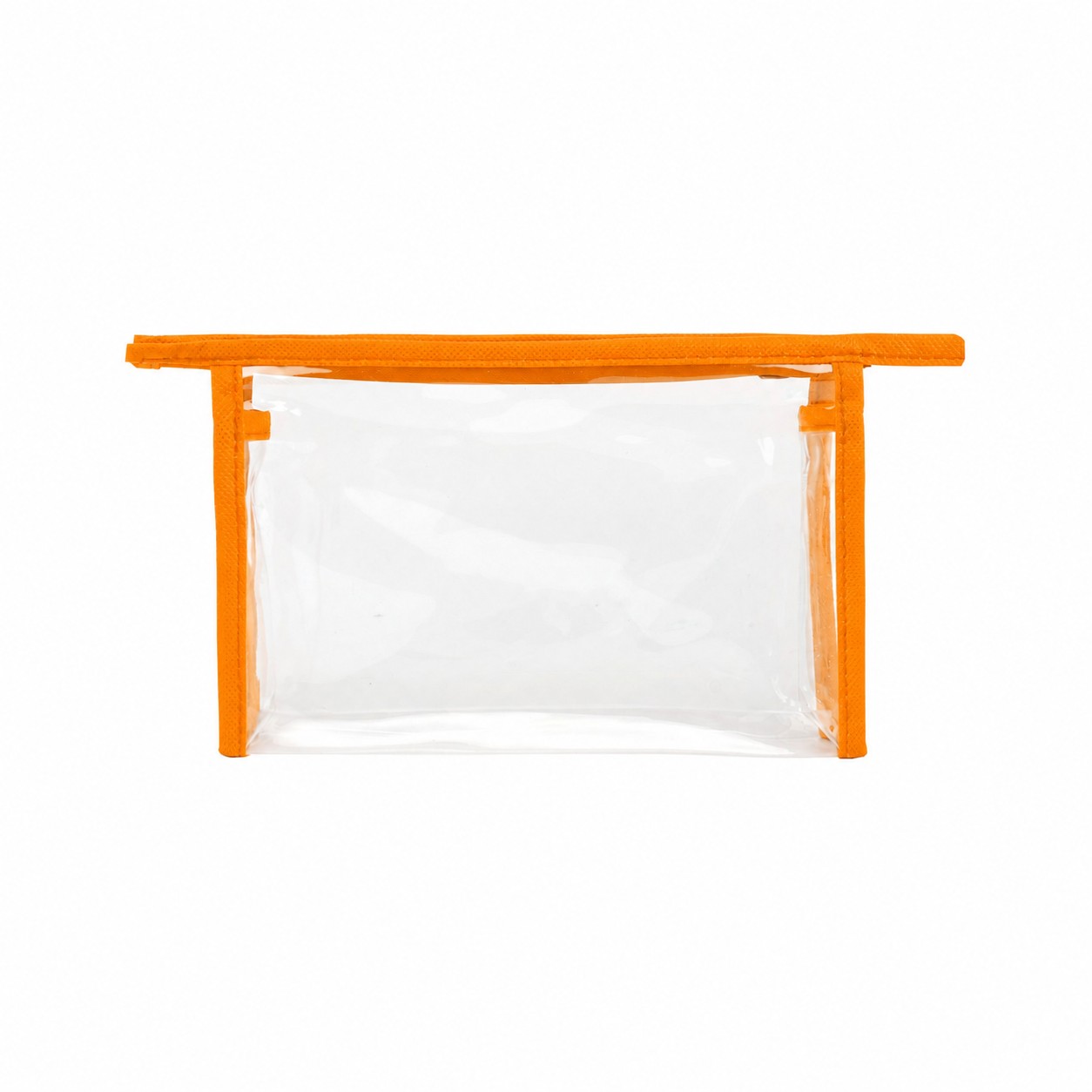 Clear PVC Carry Handle Toiletry Bag with 80GSM Non-Woven Trim — Orange