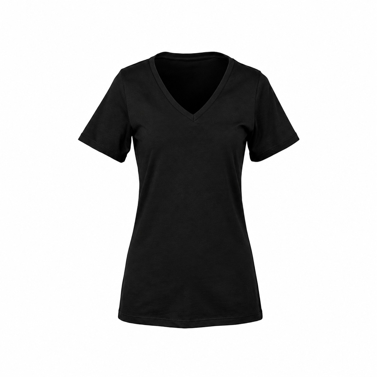 Ladies Ringspun Cotton V Neck Shirt — Black