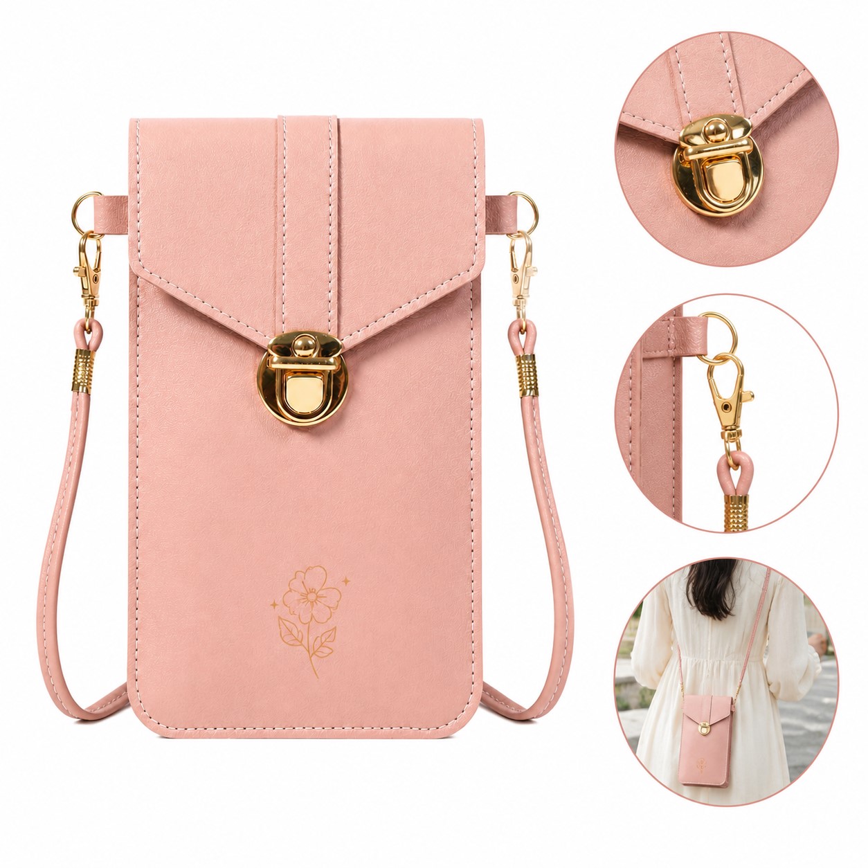 Envelope Flap Polyester Phone Crossbody Pouch — view 1
