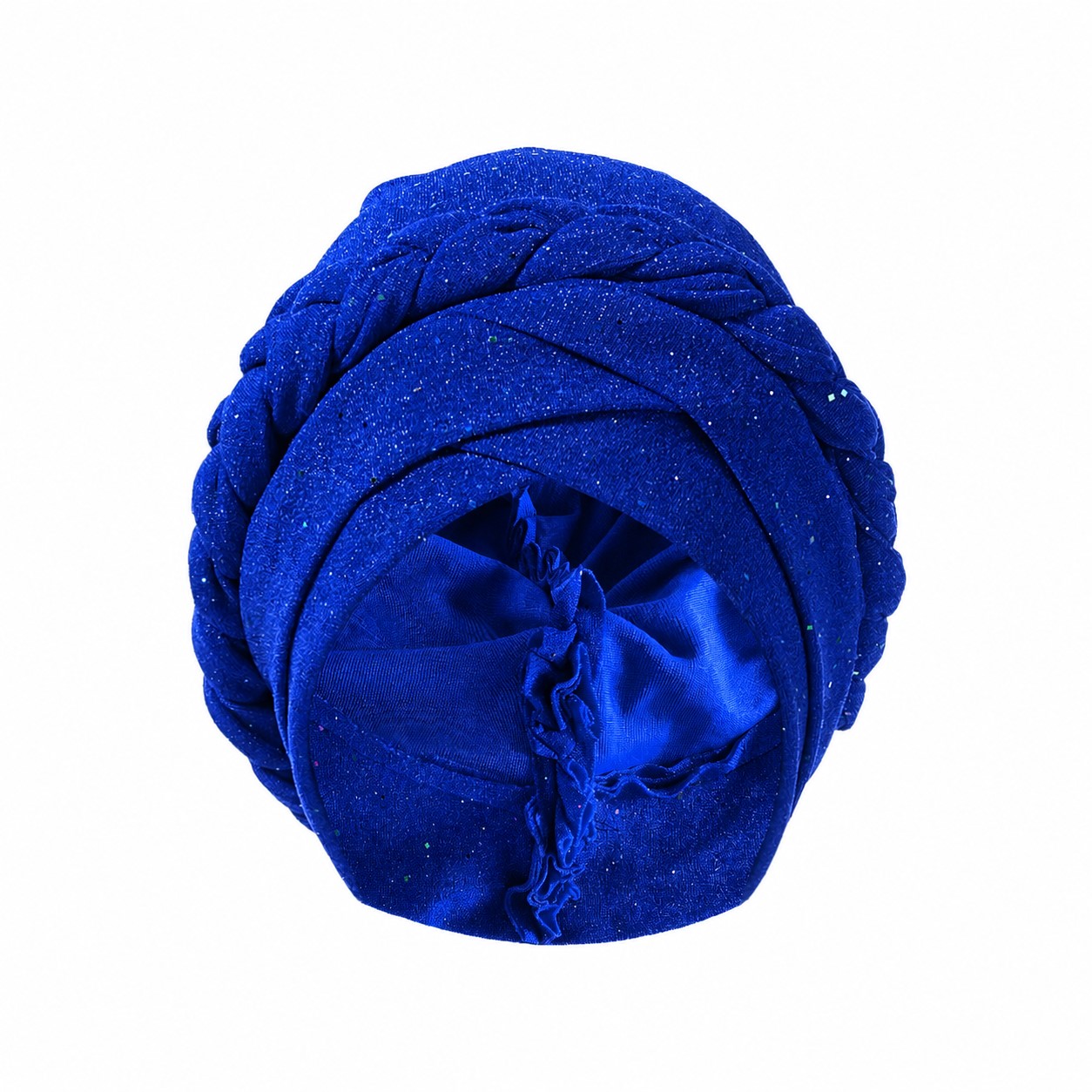 Polyester Shiny Braid Turban Hat — Royal Blue