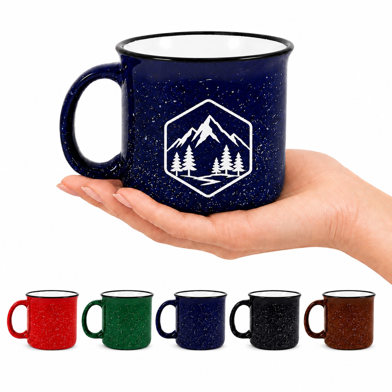Black Rim Speckled 15 Oz Ceramic Mug
