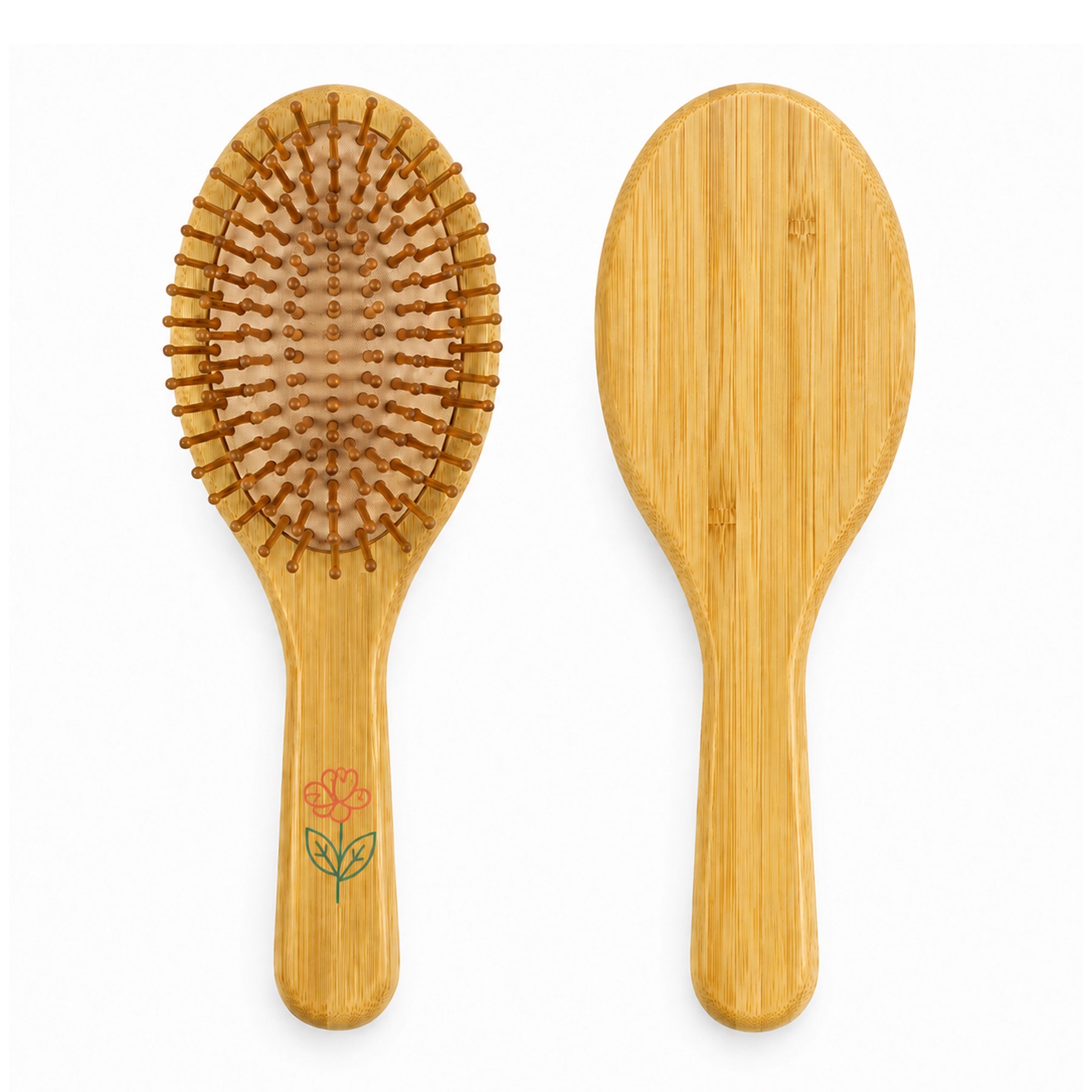 Wide Oval Bamboo Paddle Hair Brush