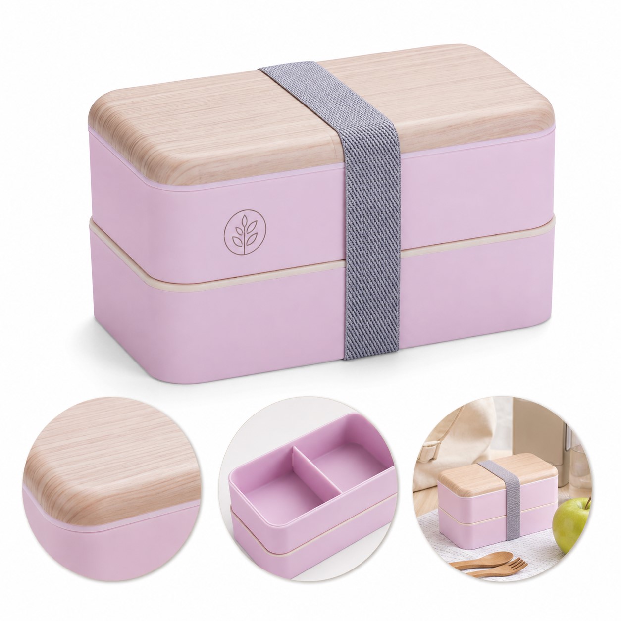 Divided Polypropylene Lunch Box With Retaining Band