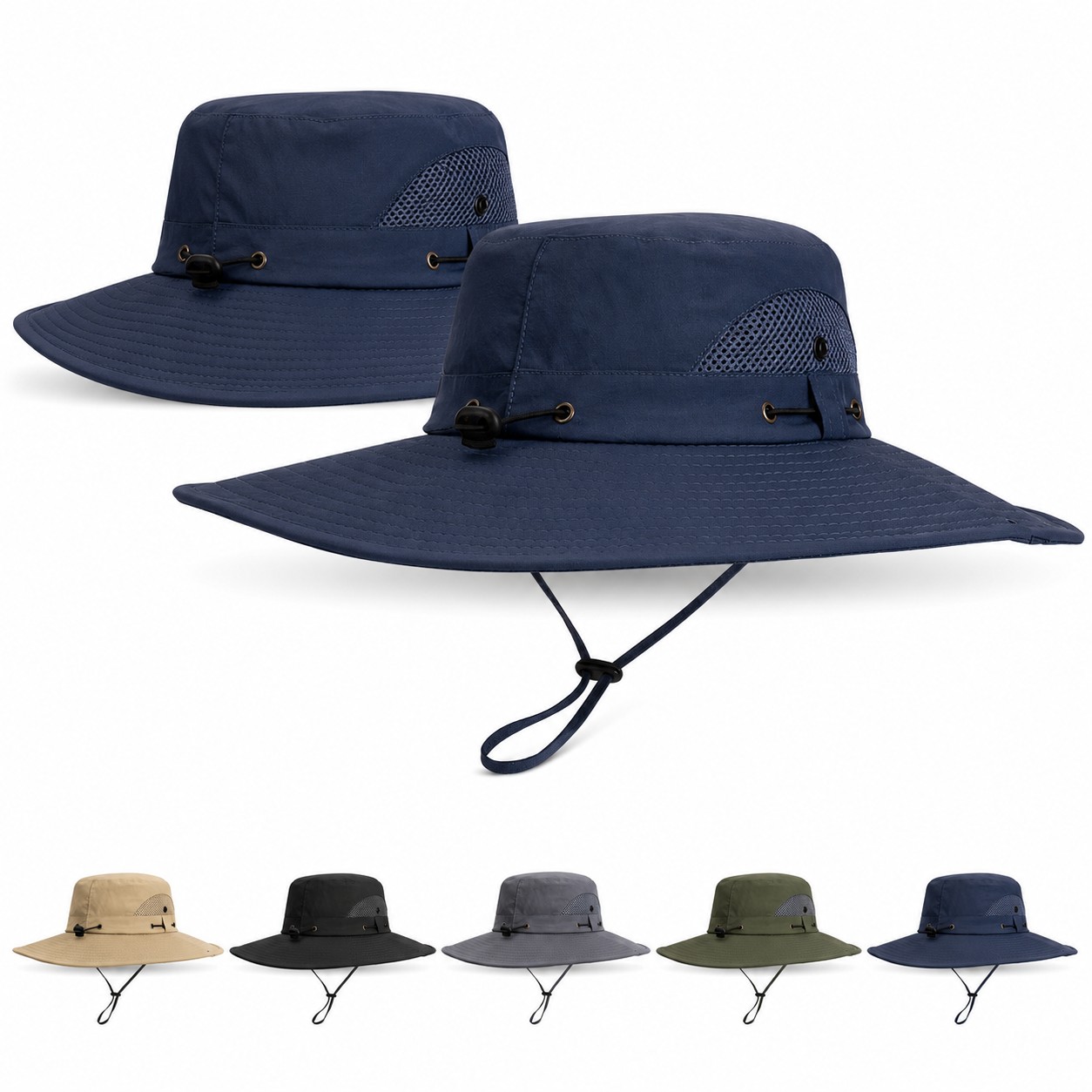 Nylon Drawstring Safari Sun Hat