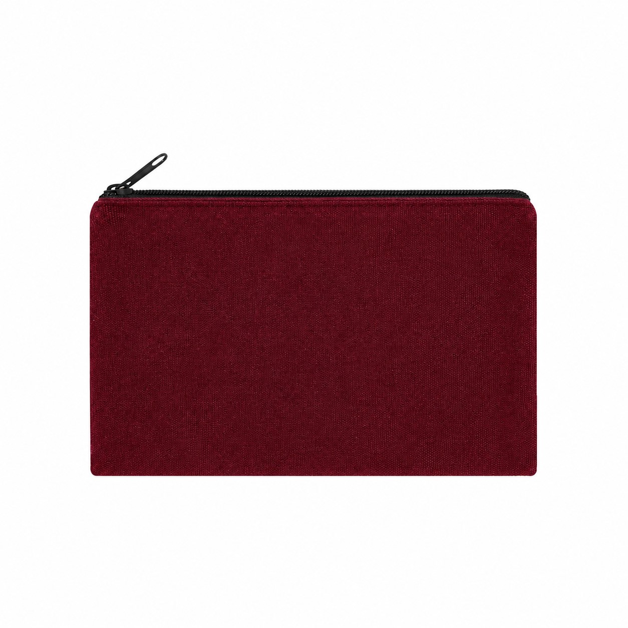 8.5-Inch Zippered Canvas Makeup Bag — Burgundy Red