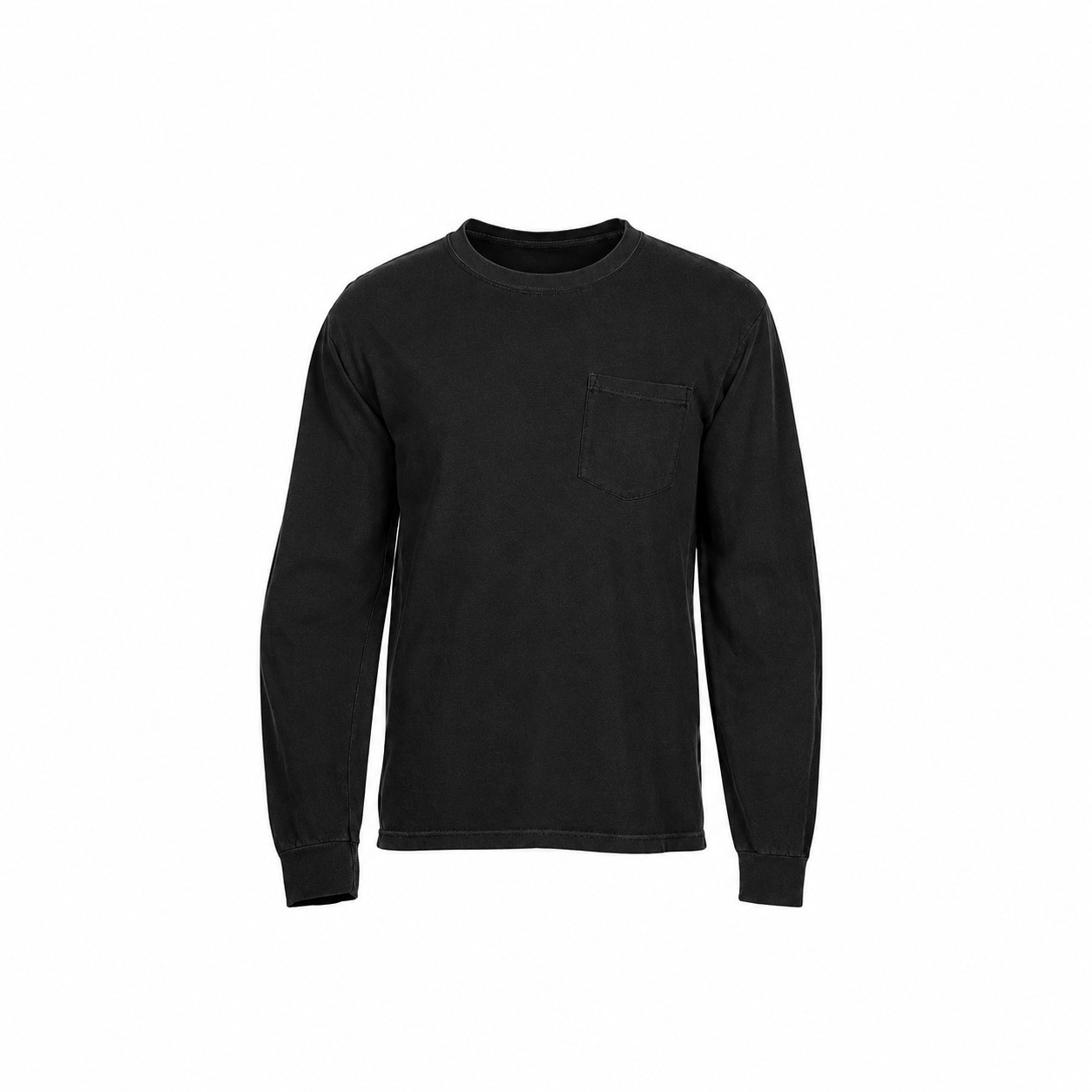 Ringspun Cotton Pocket Long Sleeve Shirt — Black