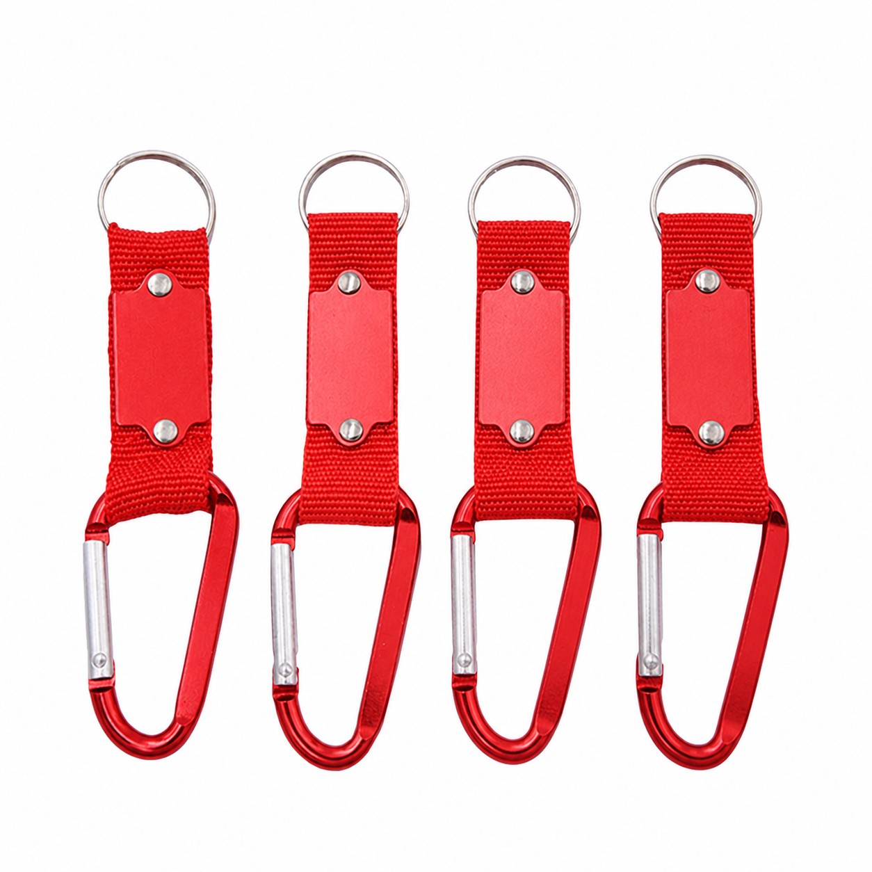 Aluminum Plate Carabiner Keychain — Red